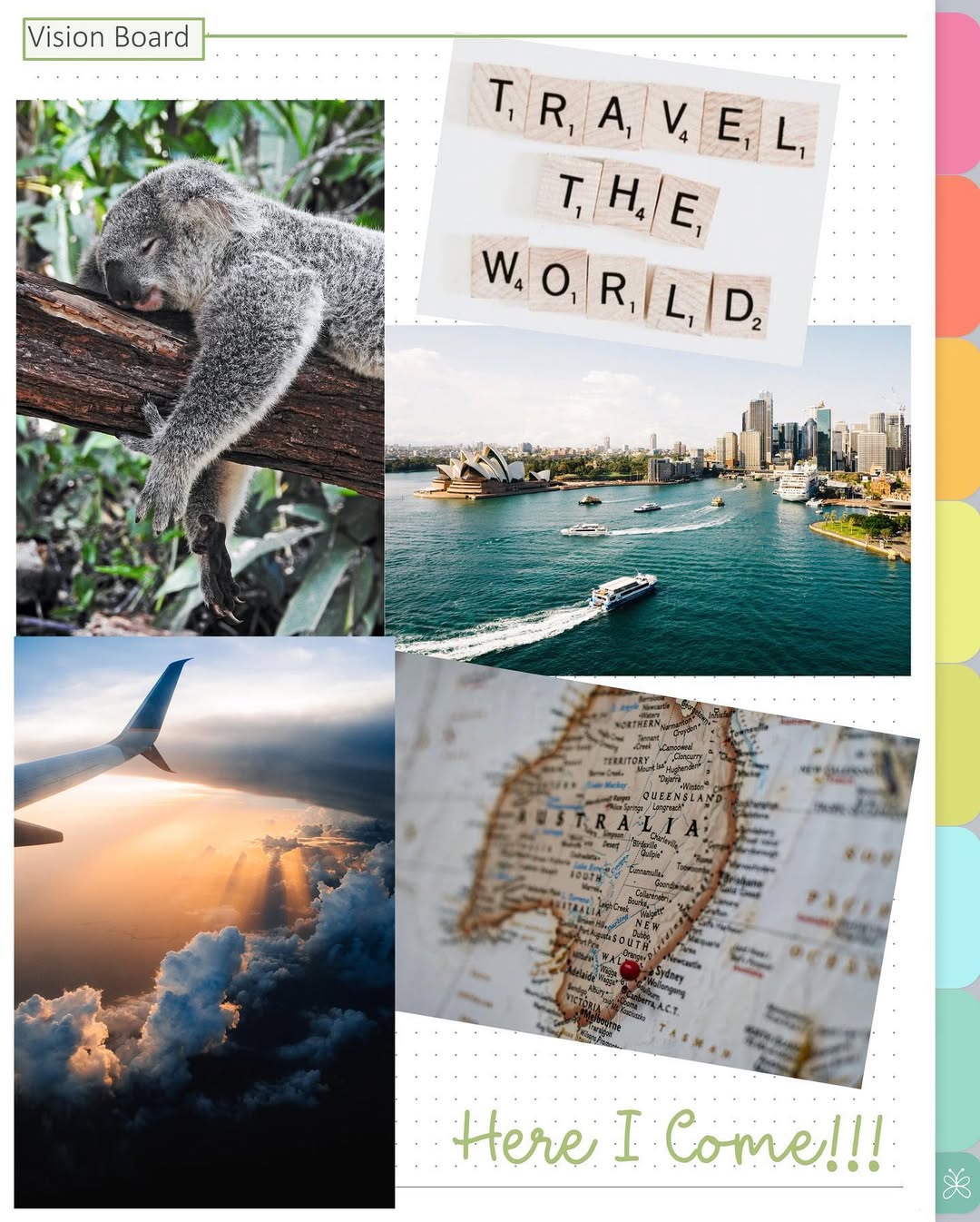 Simple travel vision board