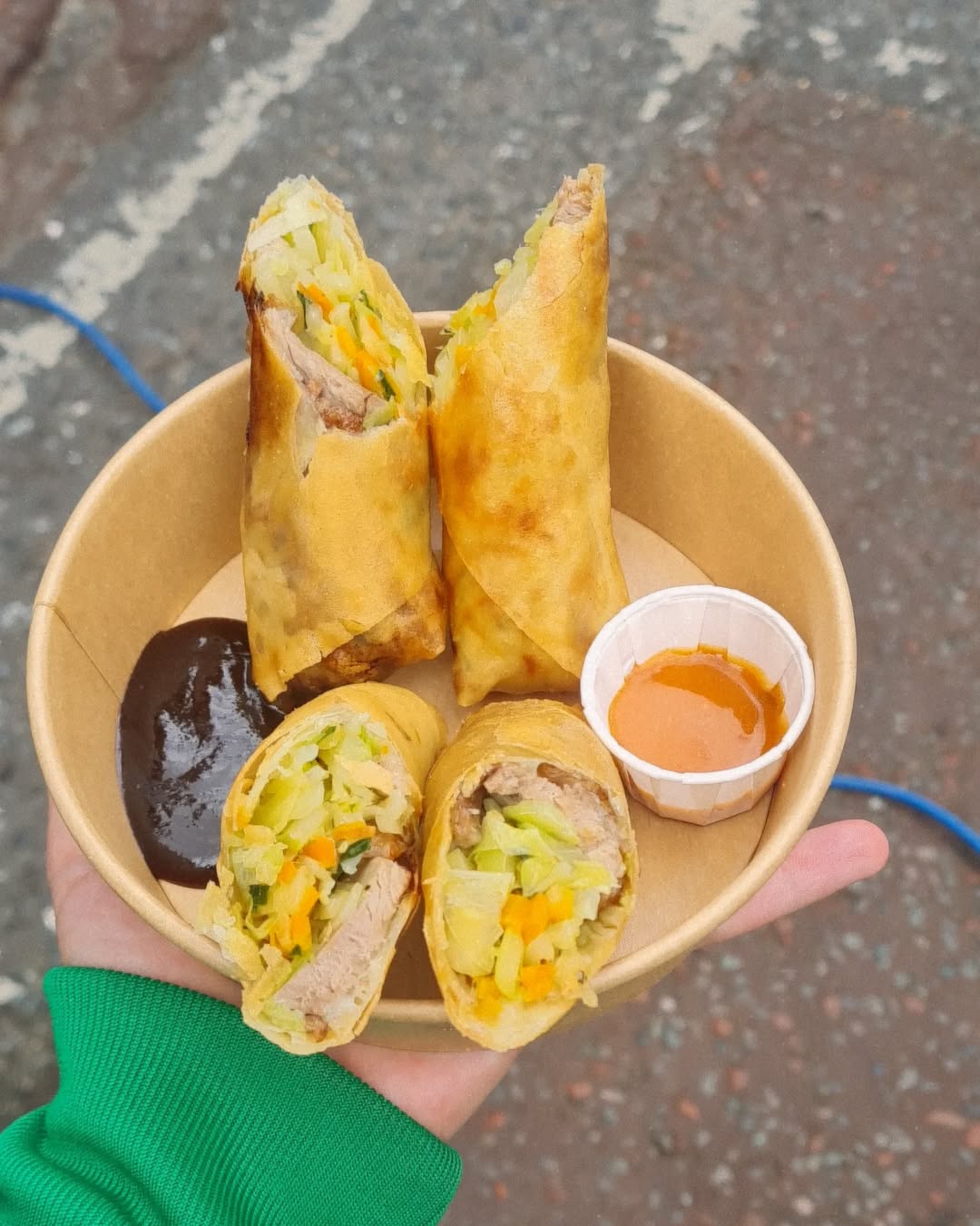 Duck spring rolls at Maltby St. Market