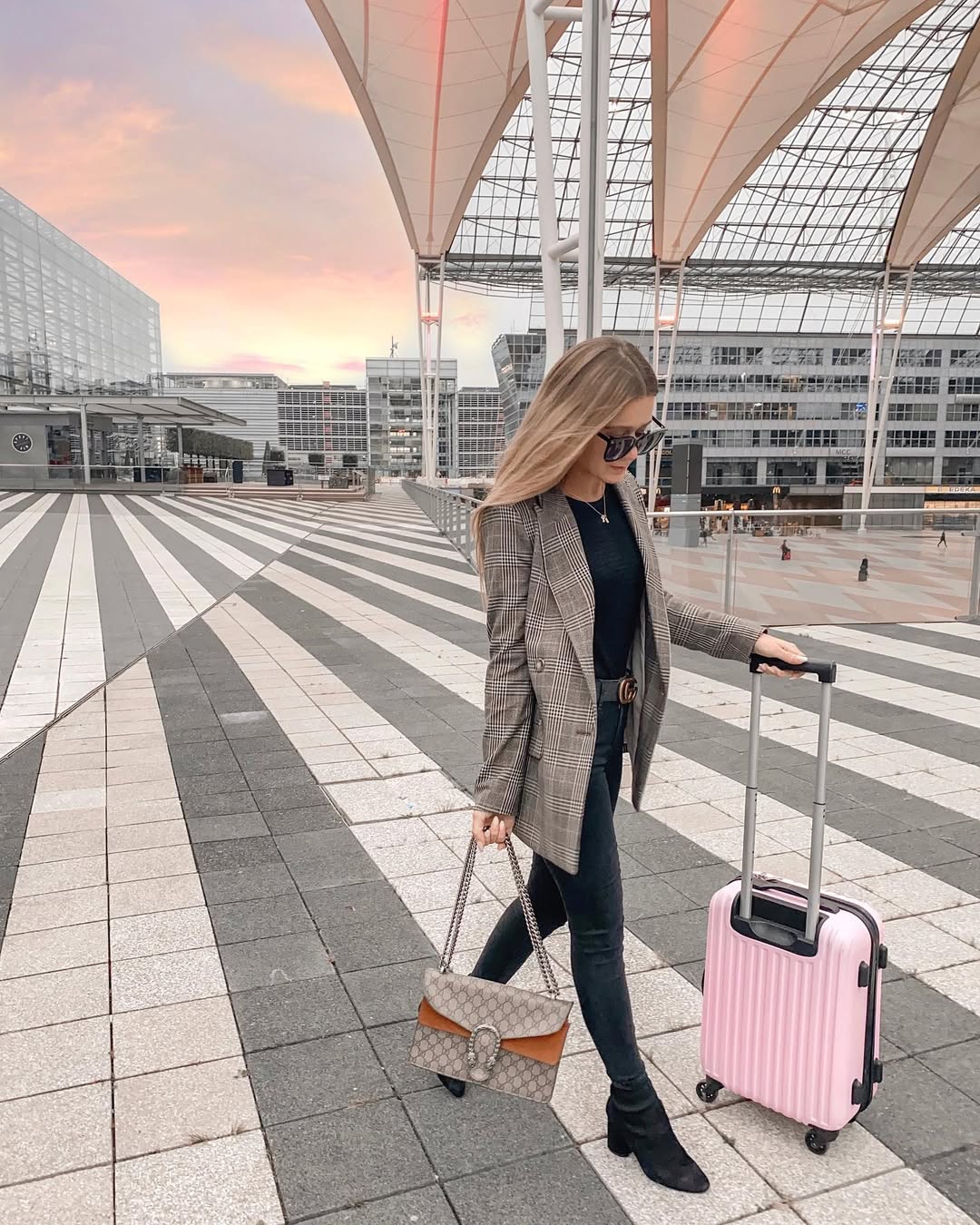Layered outfit for airport