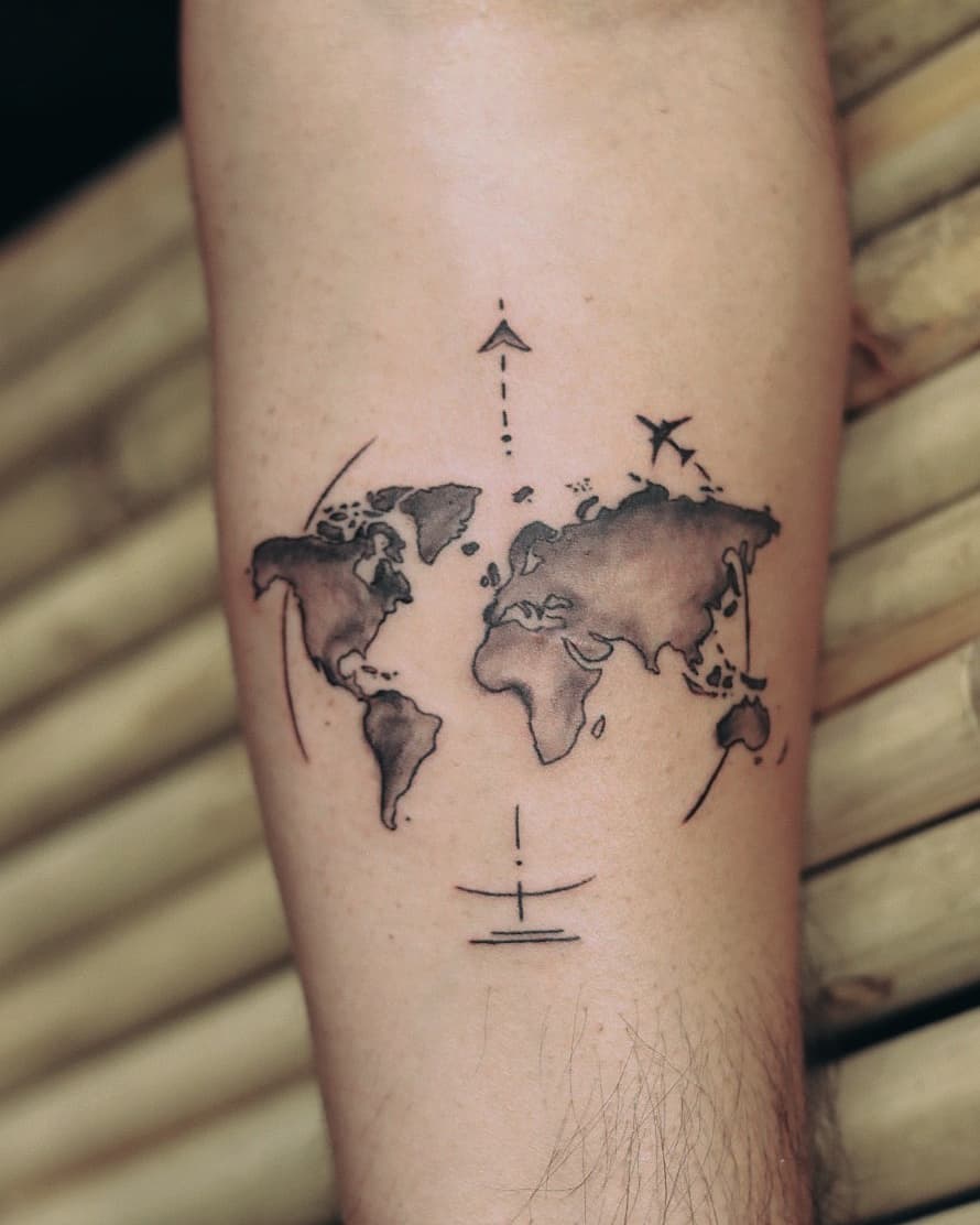 World map tattoo