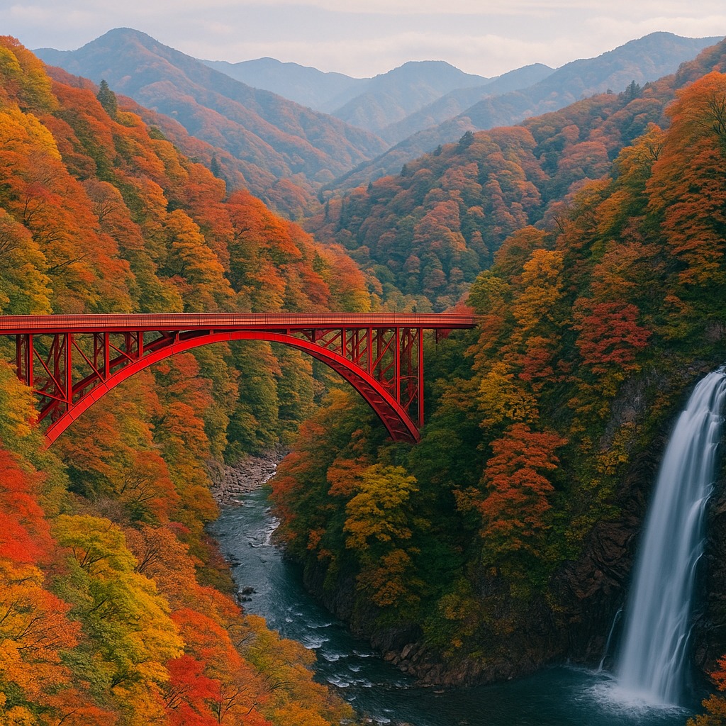 Okukane bridge, Kurobe in Fall