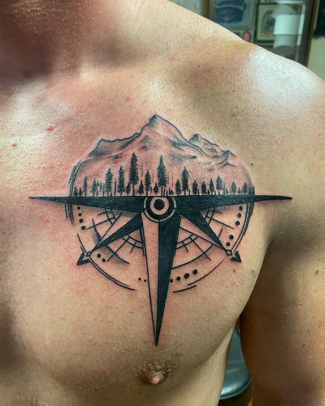 Nature and compass tattoo