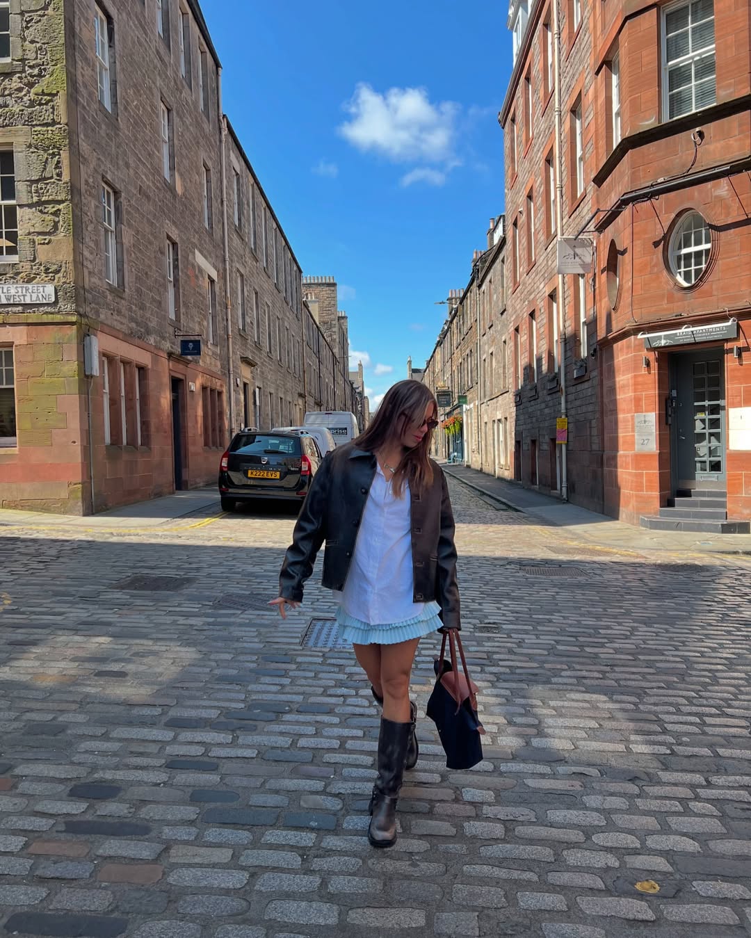 A leather jacket as an outer base