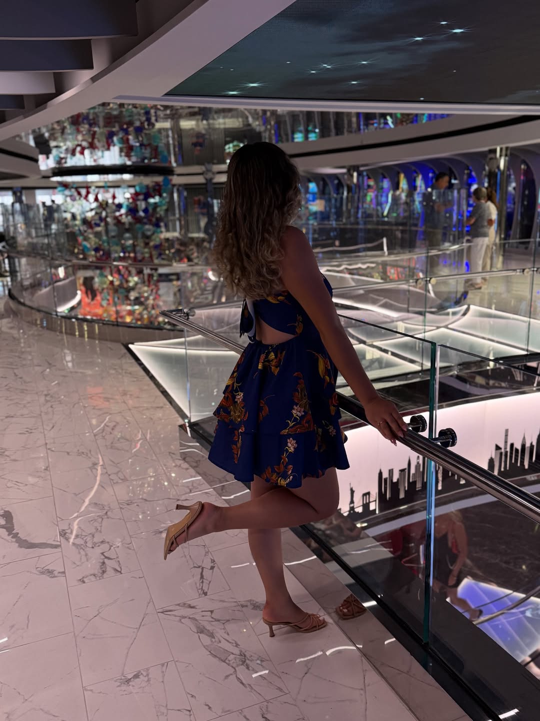 Navy floral tiered mini dress