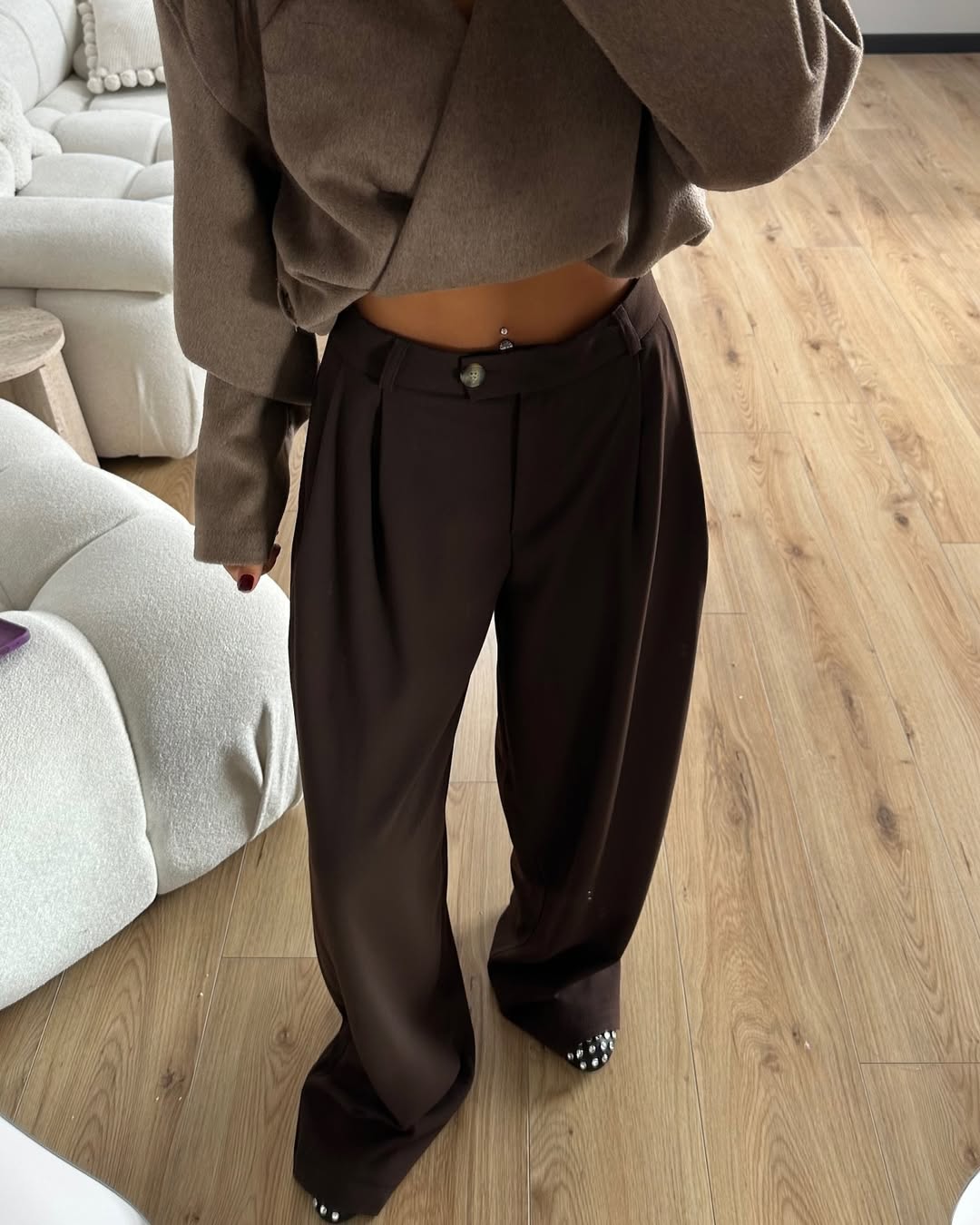 Palazzo pants and comfortable shoes