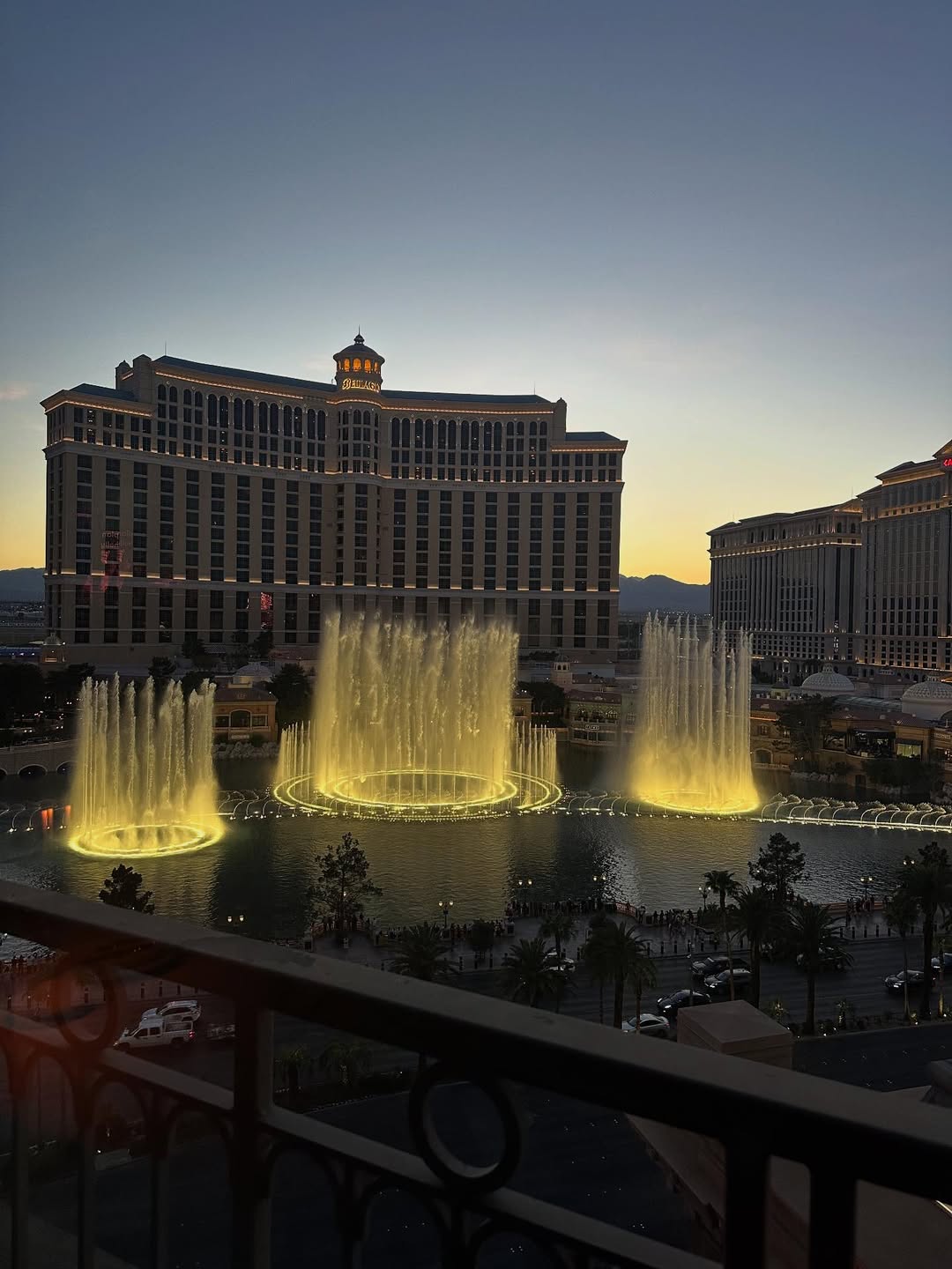 Views of the Bellagio fountain from the Eiffel Tower Restaurant