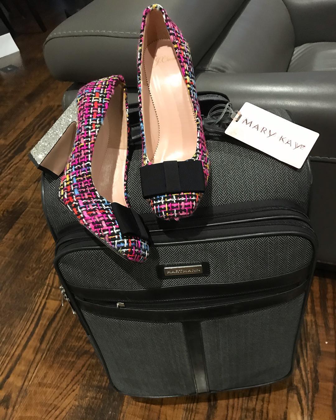 Pack shoes near the wheel