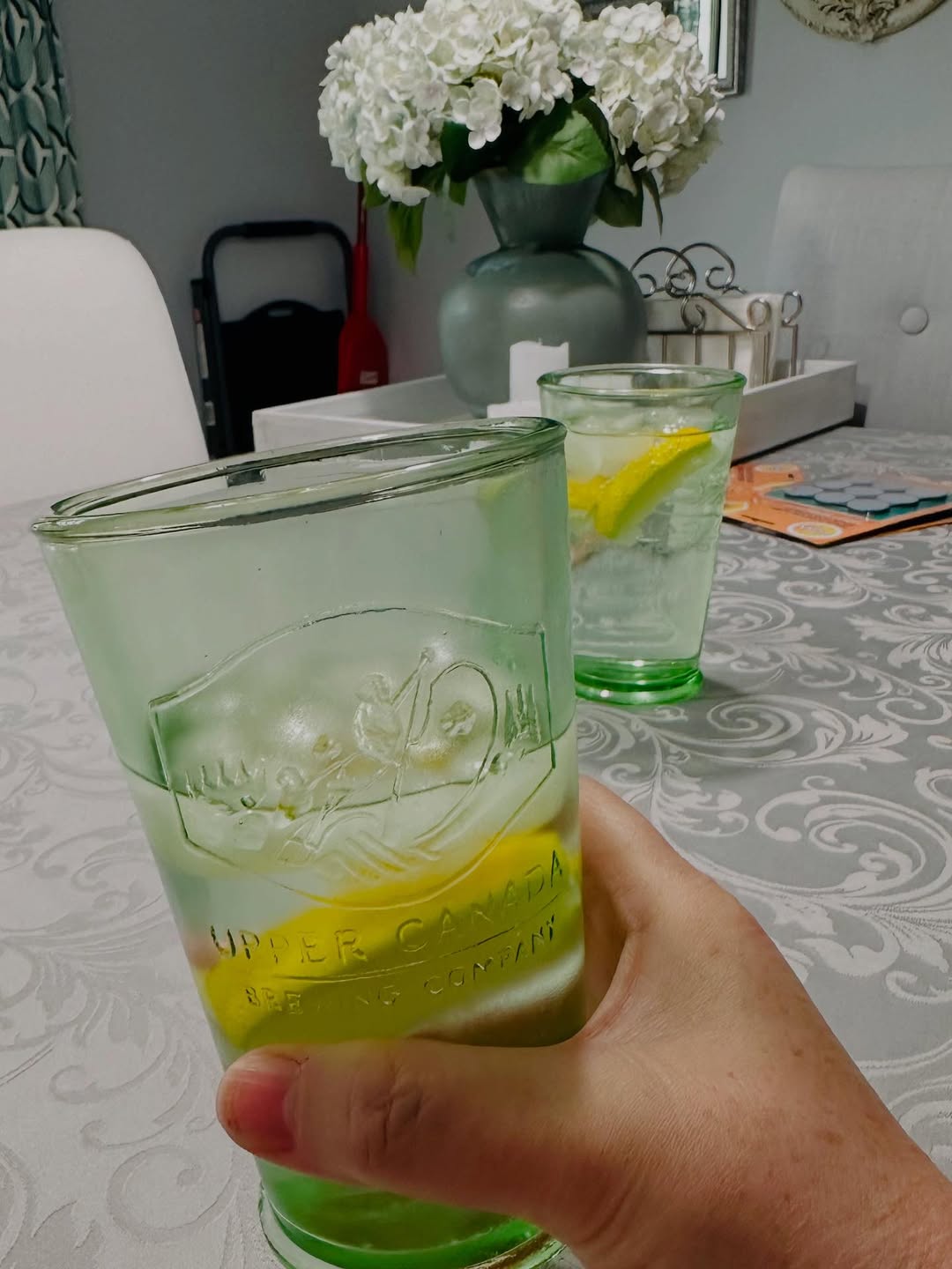 Refreshing lemon water.