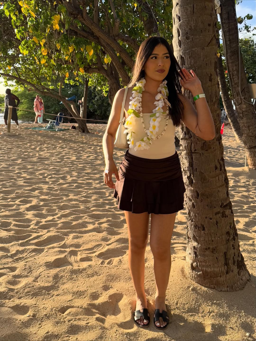 Tank top with pleated mini skirt